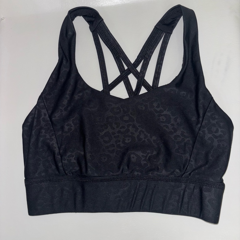Black Leopard Print Sports Bra